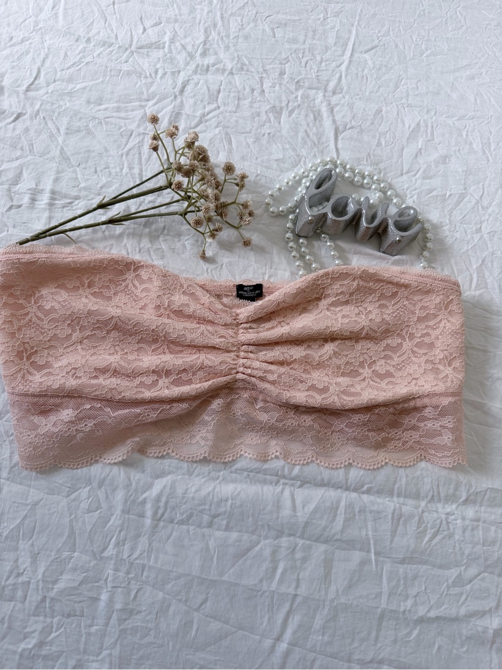 aerie Pink Lace Strapless Bandeau